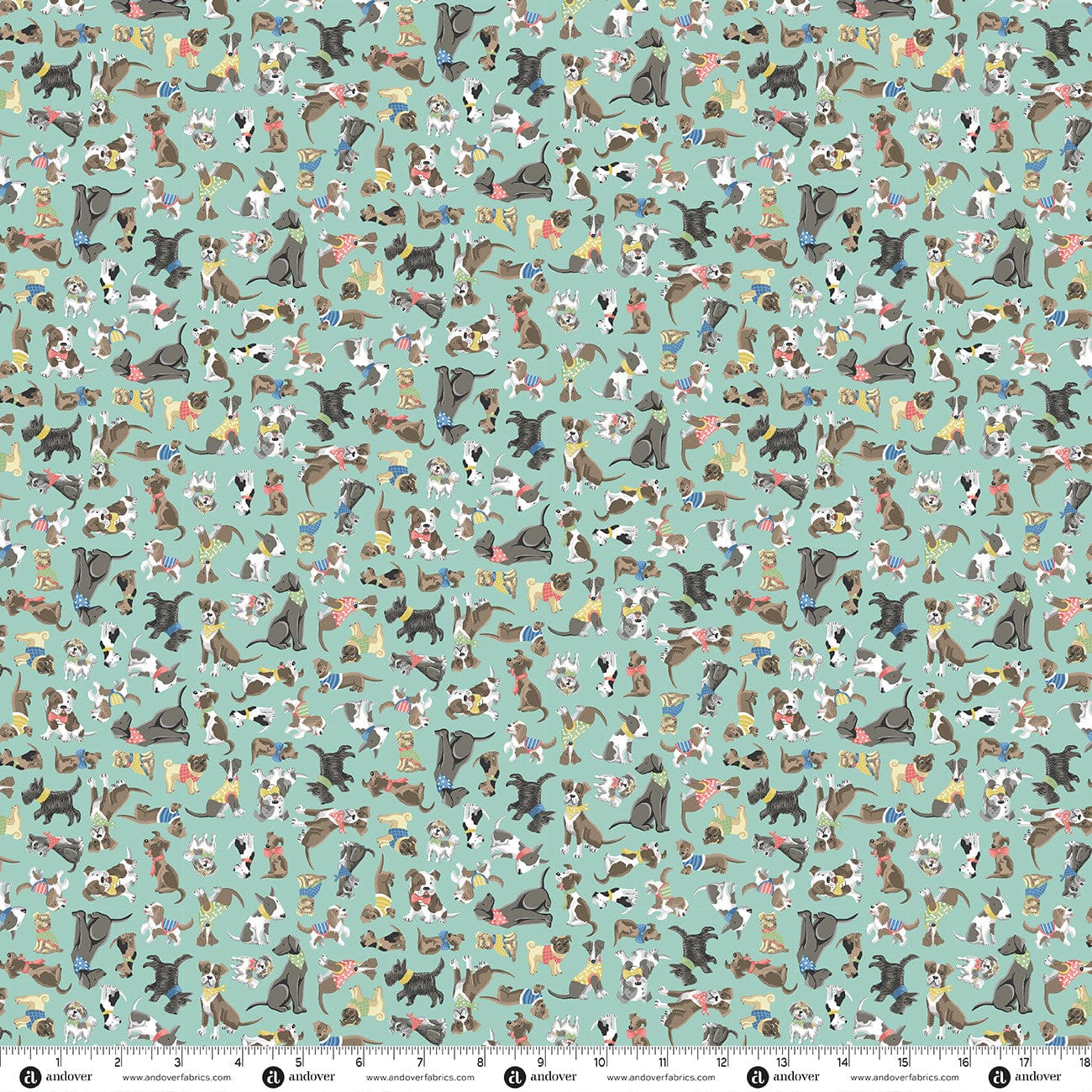 Multi-coloured Animals Makower Fabric Makower Pooch - The Sewing Studio