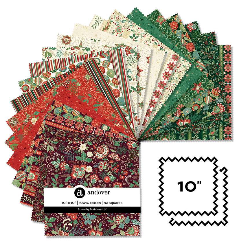 Makower Fabric Pre Cuts Makower Adorn 10" Square Pack - The Sewing Studio