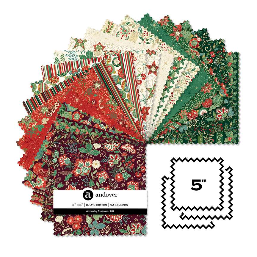 Makower Fabric Pre Cuts Makower Adorn 5" Square Pack - The Sewing Studio
