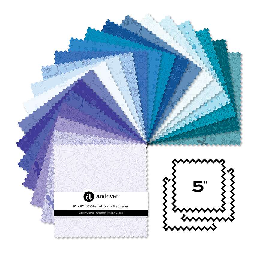Makower Fabric Pre Cuts Makower Color Camp Dusk 5" Square Pack - The Sewing Studio