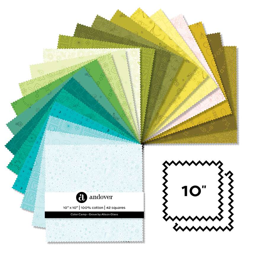 Makower Fabric Pre Cuts Makower Color Camp Grove 10" Square Pack - The Sewing Studio