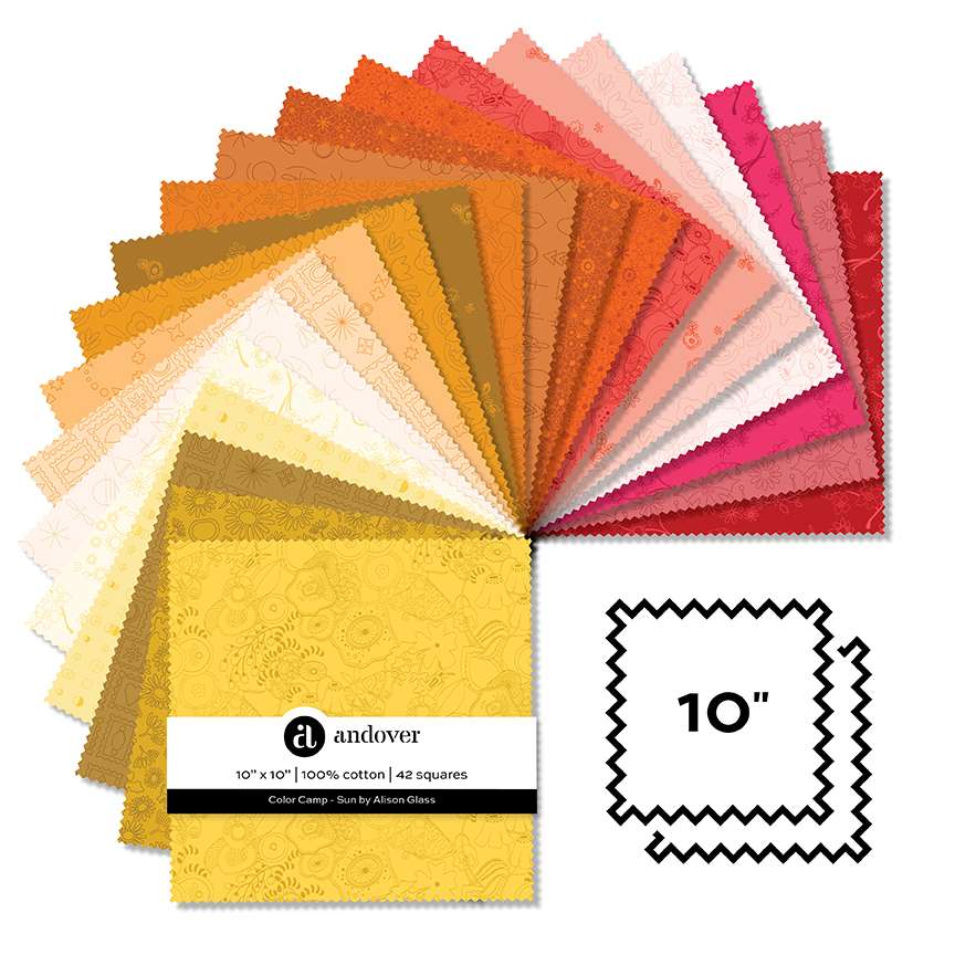 Makower Fabric Pre Cuts Makower Color Camp Sun 10" Square Pack - The Sewing Studio