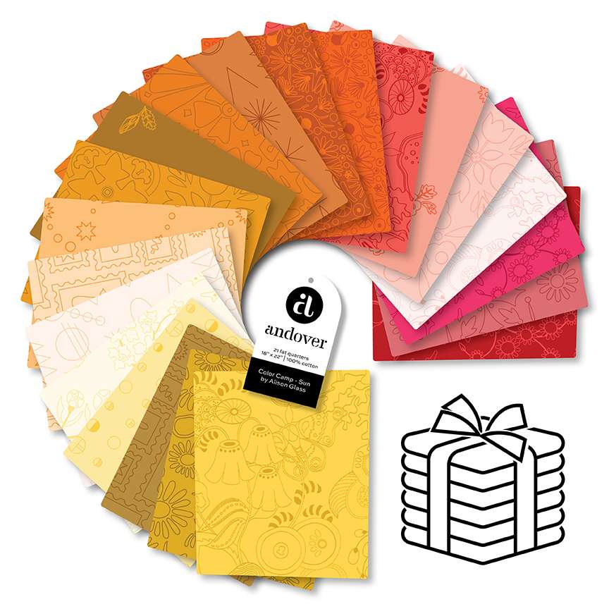 Makower Fabric Pre Cuts Makower Color Camp Sun Fat Quarter Bundle 21 Piece - The Sewing Studio