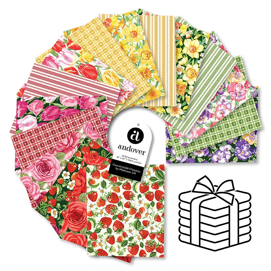 Makower Fabric Pre Cuts Makower Countryside Classics Fat Quarter Bundle 16 Piece - The Sewing Studio