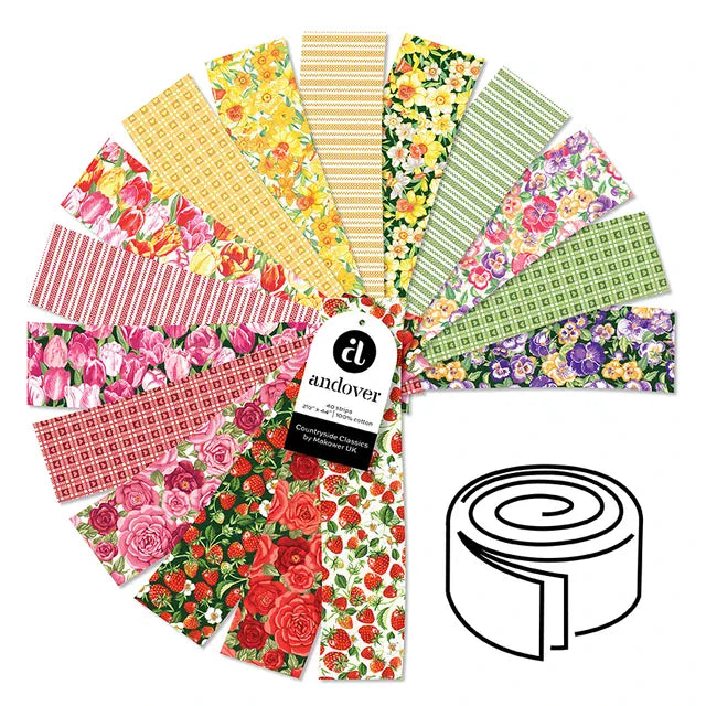 Makower Fabric Pre Cuts Makower Countryside Classics Strip Roll - The Sewing Studio