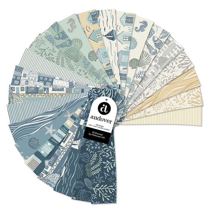 Makower Fabric Pre Cuts Makower Fabric Driftwood Strip Roll  - The Sewing Studio