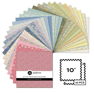 Makower Fabric Pre Cuts Makower Fabric Petite Fleur 10" Square Pack  - The Sewing Studio for sale UK - The Sewing Studio