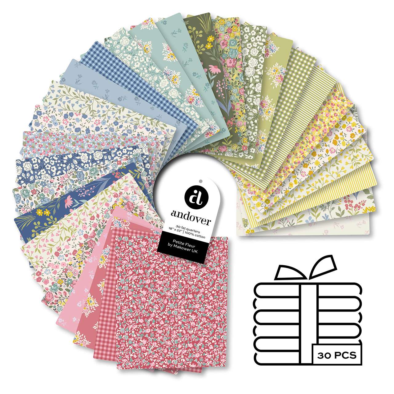 Makower Fabric Pre Cuts Makower Fabric Petite Fleur 30 Piece Fat Quarter Bundle  - The Sewing Studio