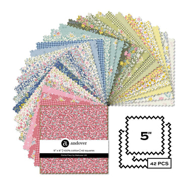 Makower Fabric Pre Cuts Makower Fabric Petite Fleur 5" Square Pack  - The Sewing Studio for sale UK - The Sewing Studio