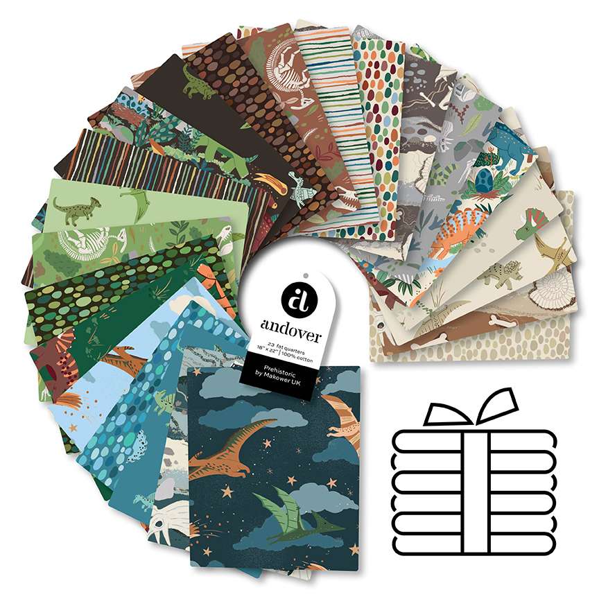 Makower Fabric Pre Cuts Makower Fabric Prehistoric Fat Quarter Bundle 23 Piece  - The Sewing Studio