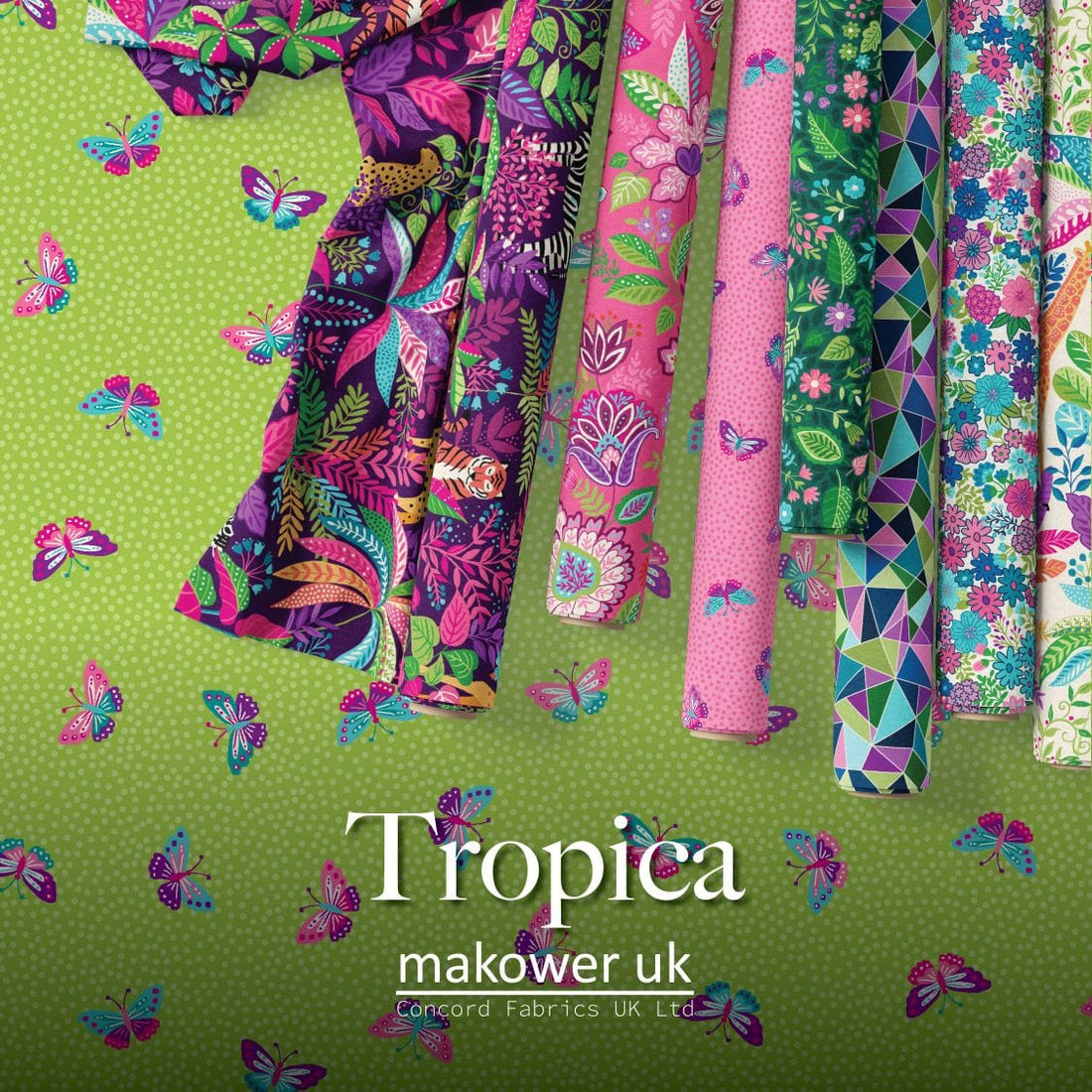 Makower Fabric Pre Cuts Makower Fabric Tropica 10 Inch Square Pack  - The Sewing Studio