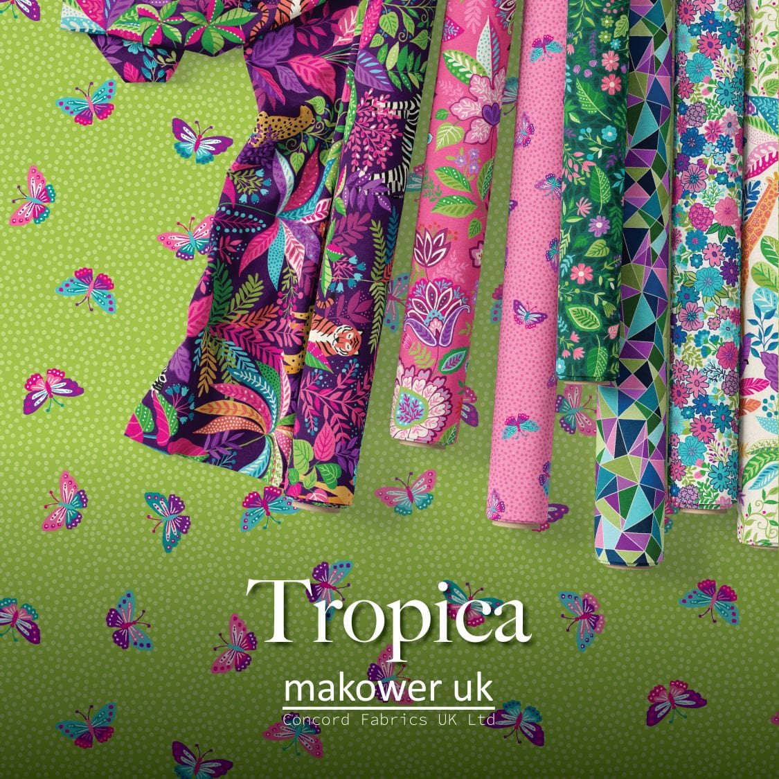 Makower Fabric Pre Cuts Makower Fabric Tropica 10 Inch Square Pack  - The Sewing Studio