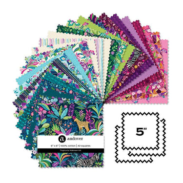 Makower Fabric Pre Cuts Makower Fabric Tropica 5 Inch Square Pack  - The Sewing Studio for sale UK - The Sewing Studio