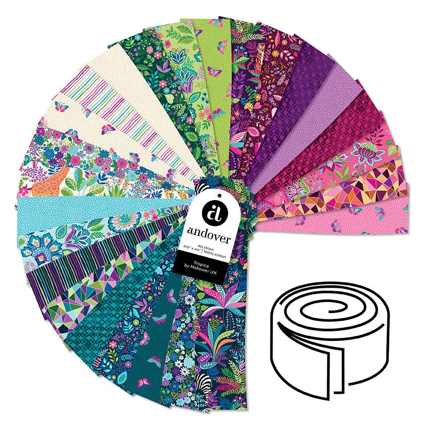 Makower Fabric Pre Cuts Makower Fabric Tropica Strip Roll  - The Sewing Studio