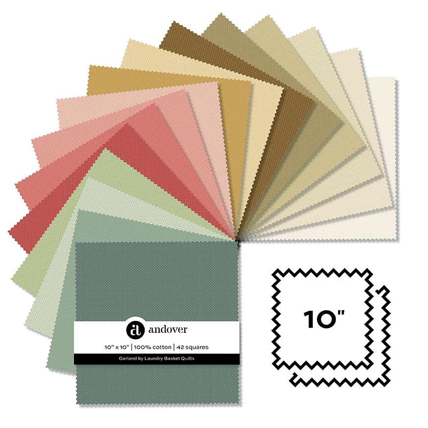 Makower Fabric Pre Cuts Makower Garland 10" Square Pack - The Sewing Studio