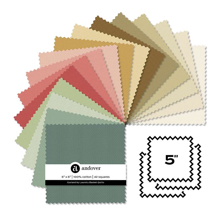 Makower Fabric Pre Cuts Makower Garland 5" Square Pack - The Sewing Studio
