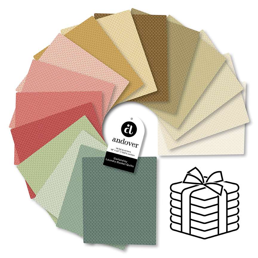 Makower Fabric Pre Cuts Makower Garland Fat Quarter Bundle 16 Piece - The Sewing Studio