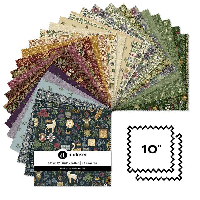 Makower Fabric Pre Cuts Makower Kindred 10" Square Pack - The Sewing Studio