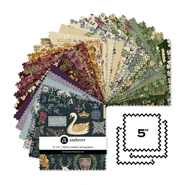 Makower Fabric Pre Cuts Makower Kindred 5" Square Pack - The Sewing Studio