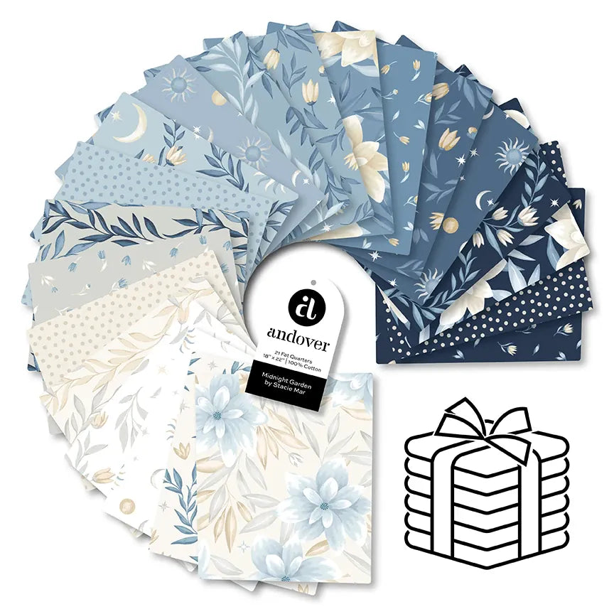 Makower Fabric Pre Cuts Makower Midnight Garden Fat Quarter Bundle 21 Piece - The Sewing Studio