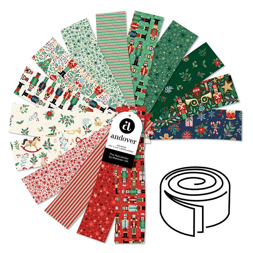 Makower Fabric Pre Cuts Makower Nutcracker Strip Roll - The Sewing Studio