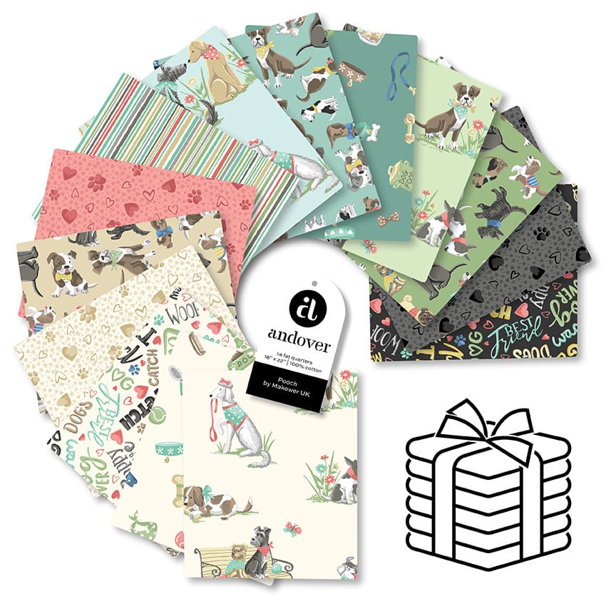 Makower Fabric Pre Cuts Makower Pooch Fat Quarter Bundle 14 Piece - The Sewing Studio