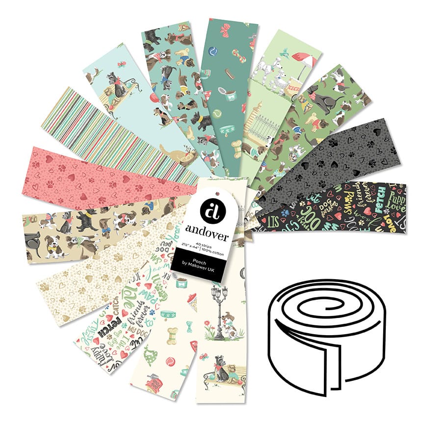 Makower Fabric Pre Cuts Makower Pooch Strip Roll - The Sewing Studio
