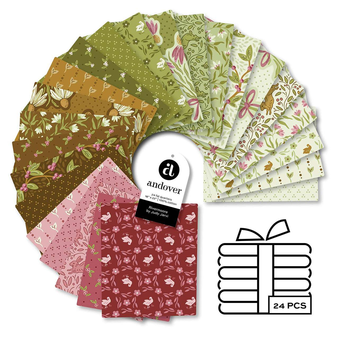 Makower Fabric Pre Cuts Makower Rivermoore Fat Quarter Bundle 24 Piece  - The Sewing Studio