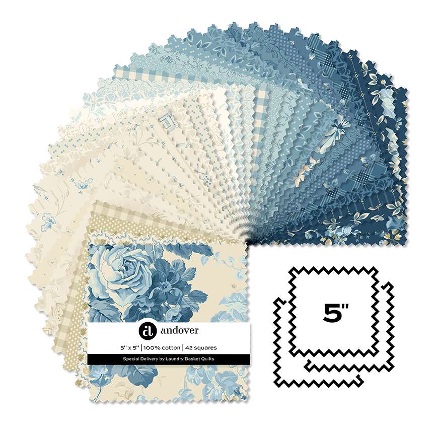 Makower Fabric Pre Cuts Makower Special Delivery 5" Square Pack - The Sewing Studio