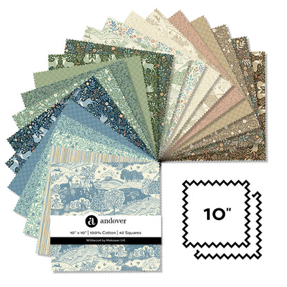 Makower Fabric Pre Cuts Makower Wildwood 10" Square Pack - The Sewing Studio