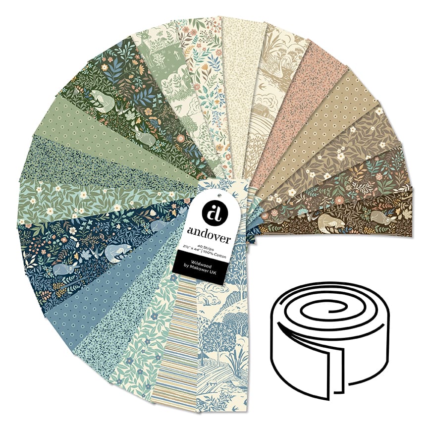 Makower Fabric Pre Cuts Makower Wildwood Strip Roll - The Sewing Studio