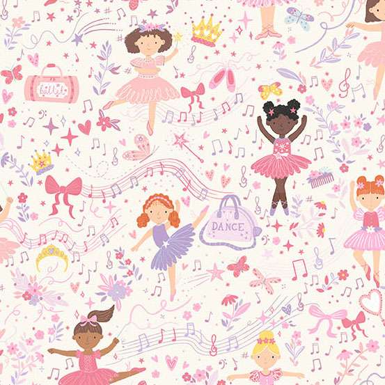 Multi-coloured Novelty Makower Fabric Makower Dance Class - The Sewing Studio