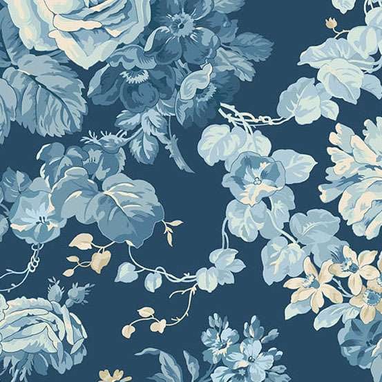 Blue Floral Makower Fabric Makower Special Delivery - The Sewing Studio