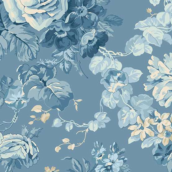 Blue Floral Makower Fabric Makower Special Delivery - The Sewing Studio