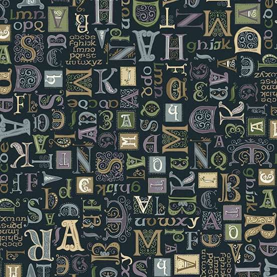 Blue Writing And Script Makower Fabric Makower Kindred - The Sewing Studio