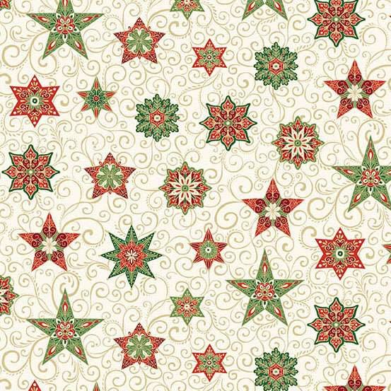 Multi-coloured, Creams and Naturals Christmas Makower Fabric Makower Adorn - The Sewing Studio