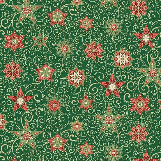 Multi-coloured, Green Christmas Makower Fabric Makower Adorn - The Sewing Studio