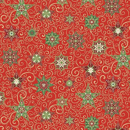 Multi-coloured, Red Christmas Makower Fabric Makower Adorn - The Sewing Studio