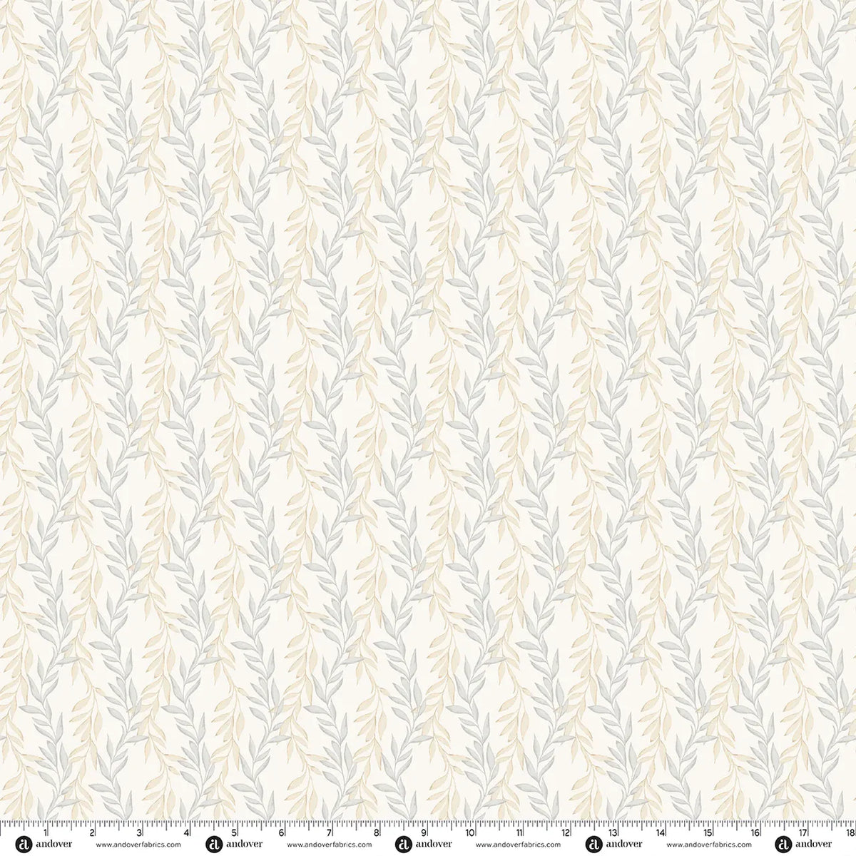 Creams and Naturals Foliage Makower Fabric Makower Midnight Garden in Starlit Vines Ivory Dusk - The Sewing Studio