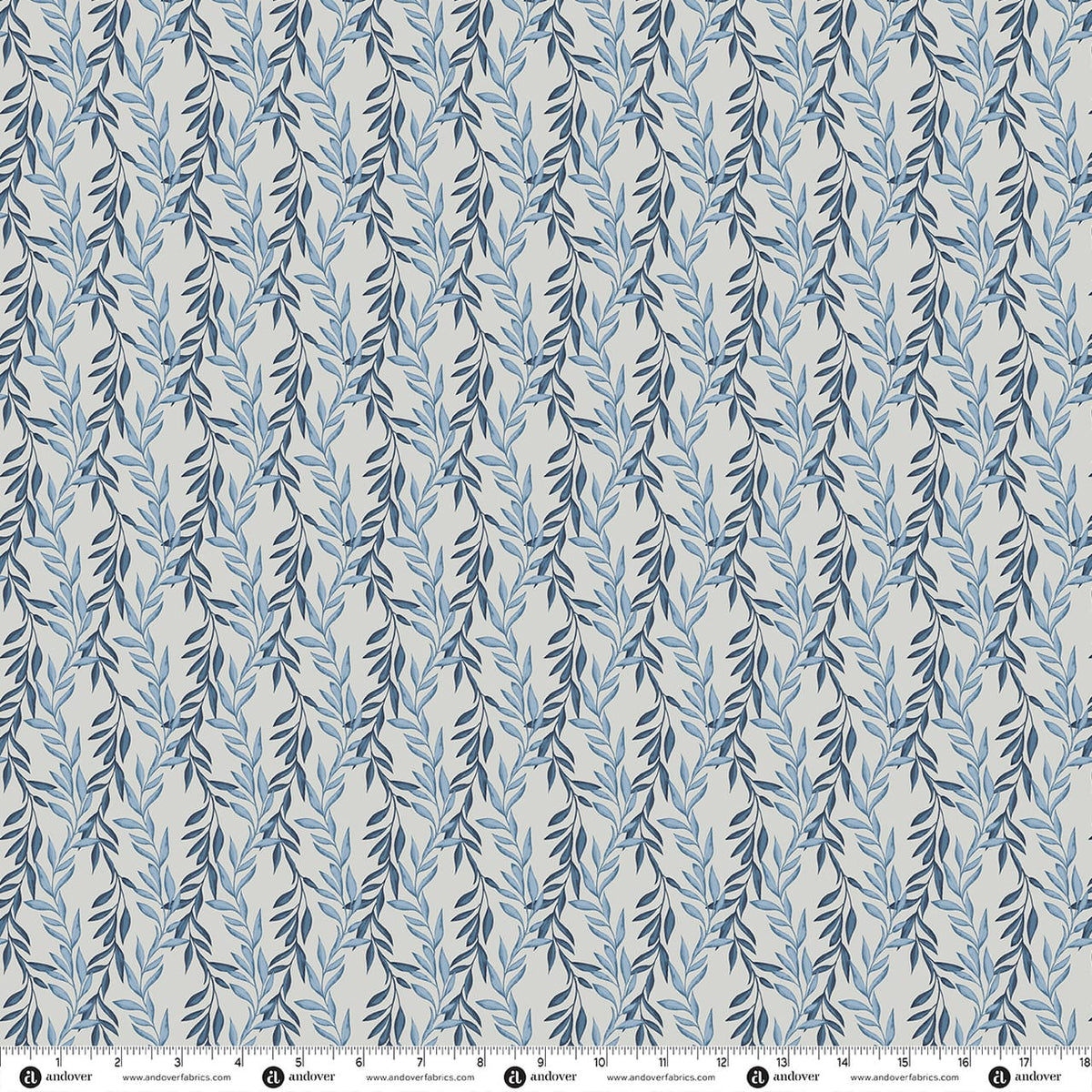 Blue Foliage Makower Fabric Makower Midnight Garden in Starlit Vines Rich Midnight - The Sewing Studio