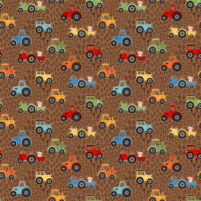 Brown Farming, Transport, Childrens Makower Fabric Makower Fun on the Farm - The Sewing Studio
