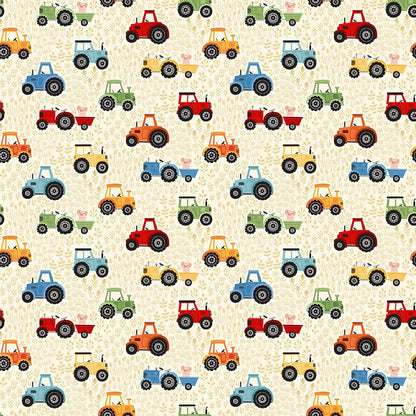 Creams and Naturals Farming, Transport, Childrens Makower Fabric Makower Fun on the Farm - The Sewing Studio
