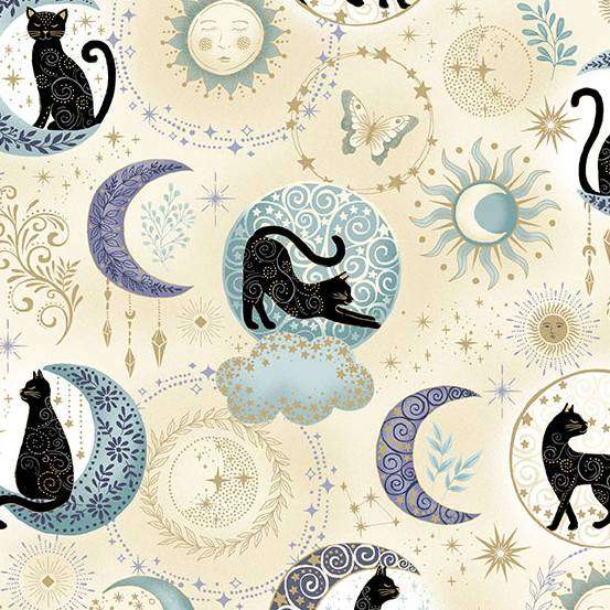 Creams and Naturals Celestial Makower Fabric Makower Charmed - The Sewing Studio