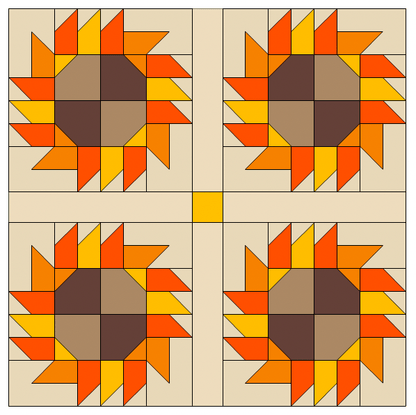 Makower Linen Texture Sunflower Quilt Top Bundle