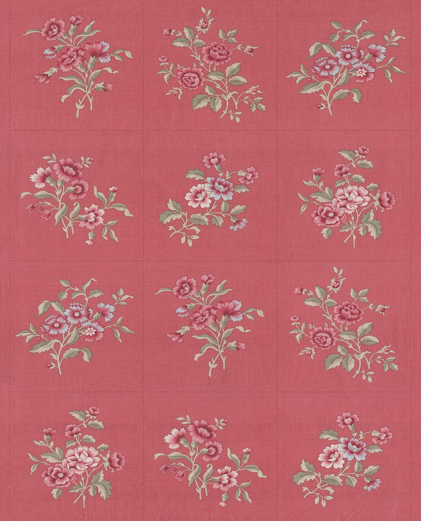 Moda Antoinette Faded Red Fabric Panel 13958-15 Ruler Image