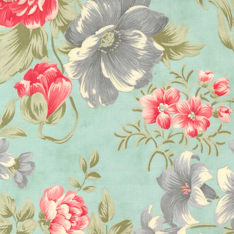 Moda Collections Etchings Bold Blossoms Aqua 44330-12 Main Image