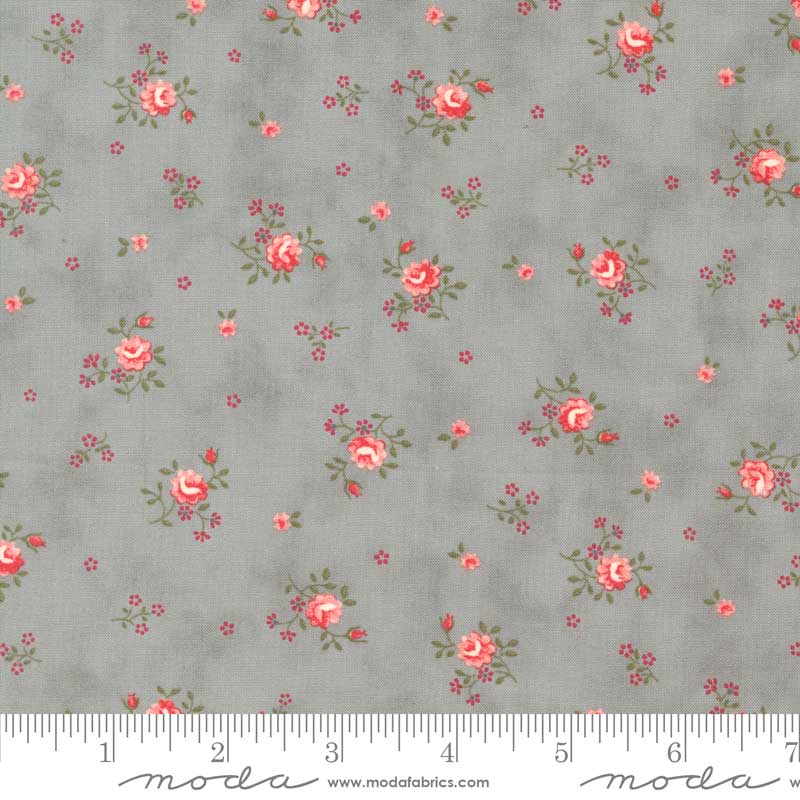 Moda Collections Etchings Peaceful Posies Slate 44336-14 Ruler Image