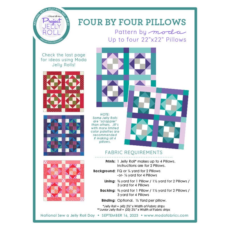 Moda Download Free Pattern: Four by Four Pillows  - The Sewing Studio