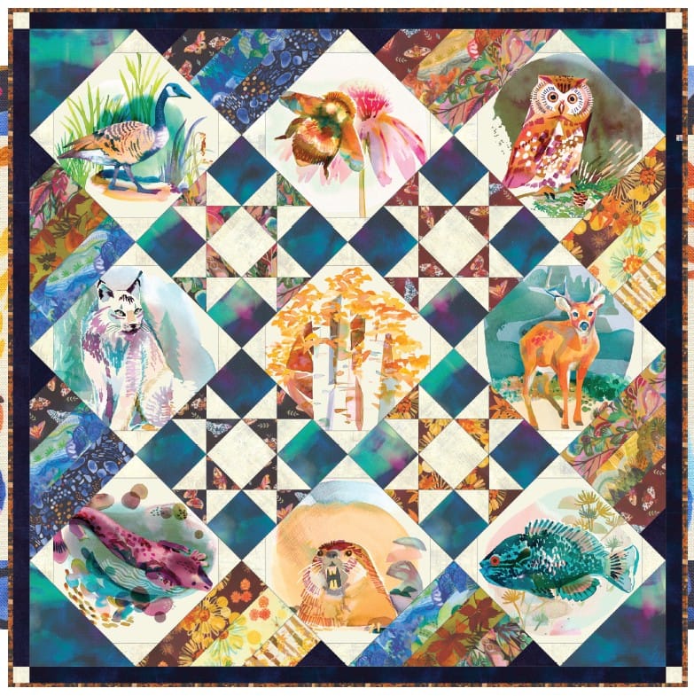 Free Pattern: Moda Northern Brights Nine Panel Quilt