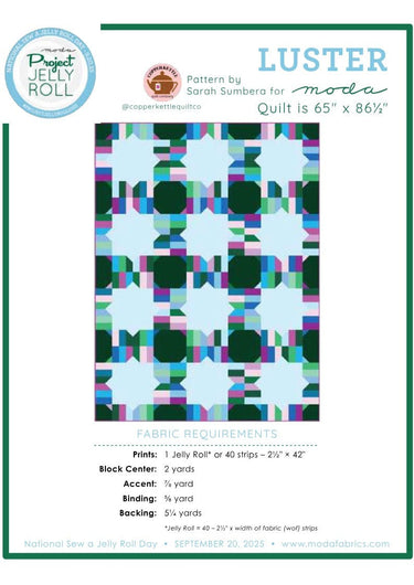 Moda Download Free Pattern: Moda Sew a Jelly Roll Project LUSTER  - The Sewing Studio for sale UK - The Sewing Studio